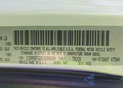 2019 Ram 1500 Classic Tradesman 4X2 6'4 Box from USA, damaged, VIN 1C6RR6FG3KS680690